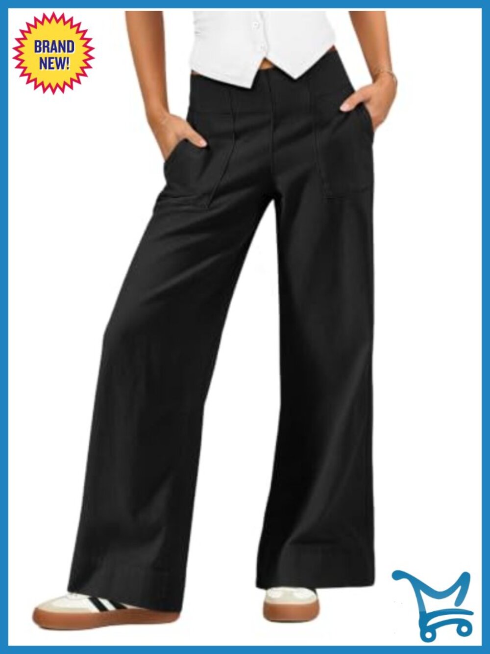 Low Rise Wide Leg Cargo Trousers Stretch Chino
